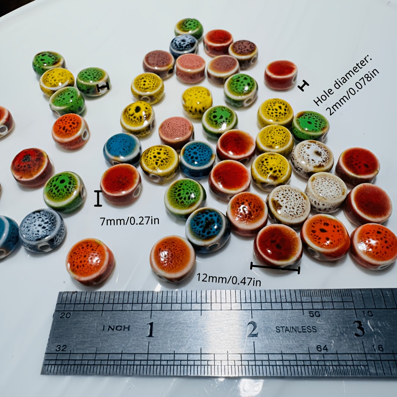 60/120pcs Multicolor Speckled Glaze Ceramic Beads for DIY Jewellery