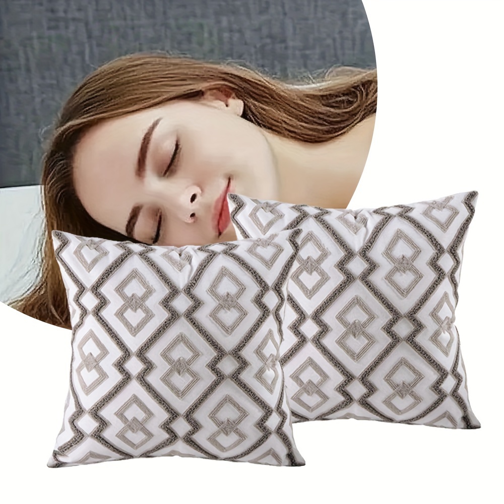 TEMU Set Of 2 Minimalist Style Pillow Case, Geometric Abstractdesign Boho Farmhouse Cushion Cover, Pillowcase For Massage , , Sofa, Bedroom, Living