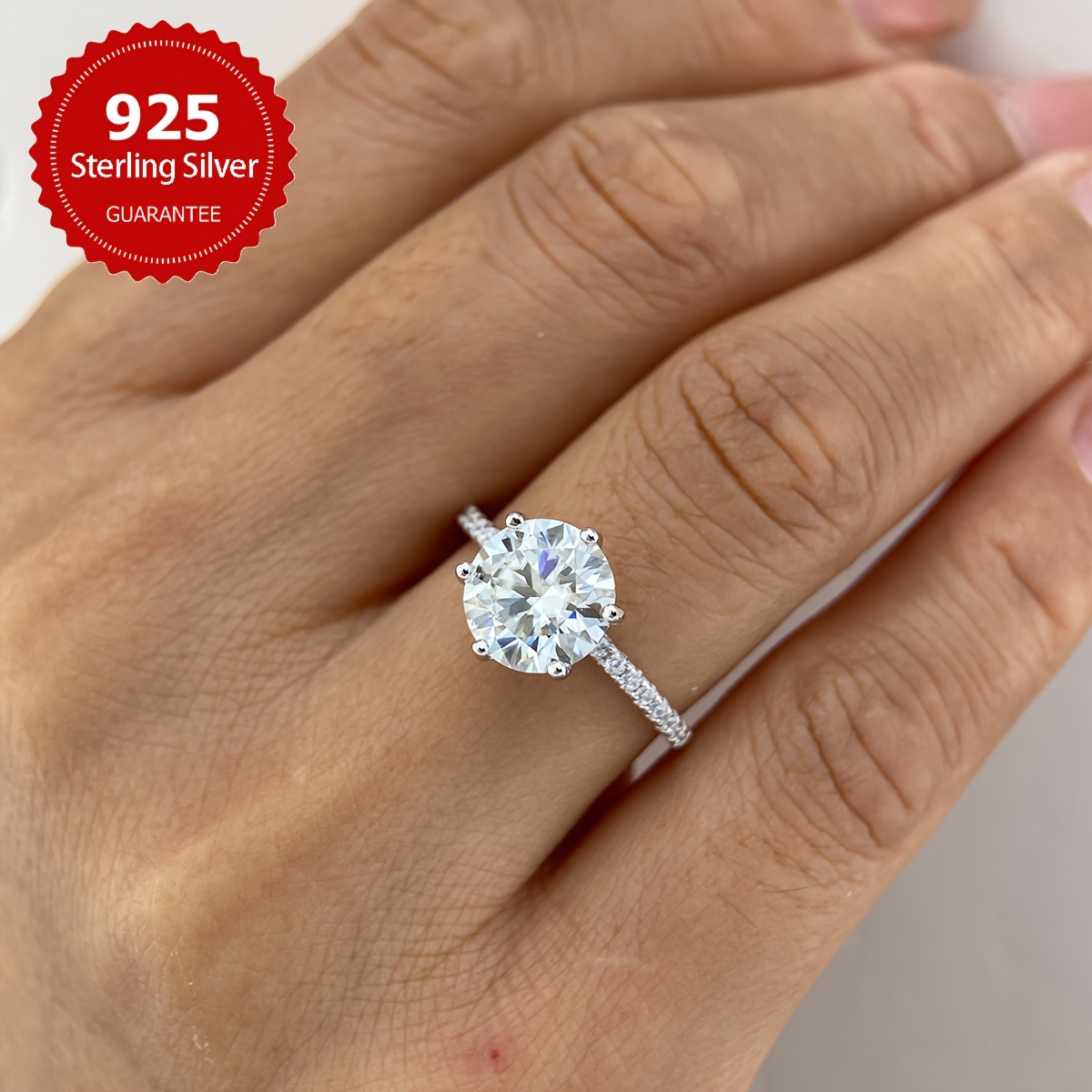 3CT Moissanite Engagement Ring S925 Sterling Silver Promise Eternal Ring