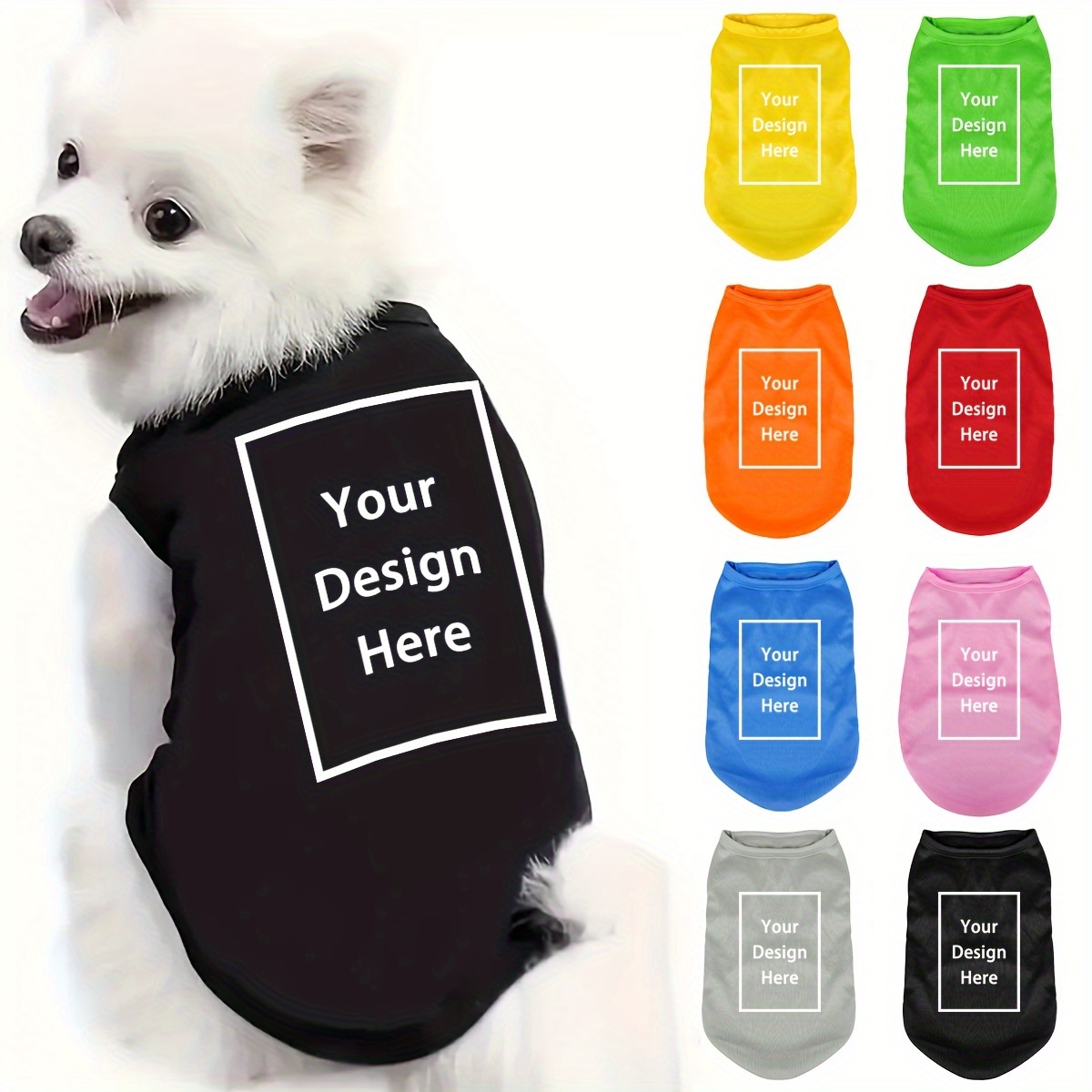 

Customizable Pet Dog Shirt Set, Assorted Colors, Soft Breathable Apparel, For Small To Medium Dogs, Iron-on Transfer Vest