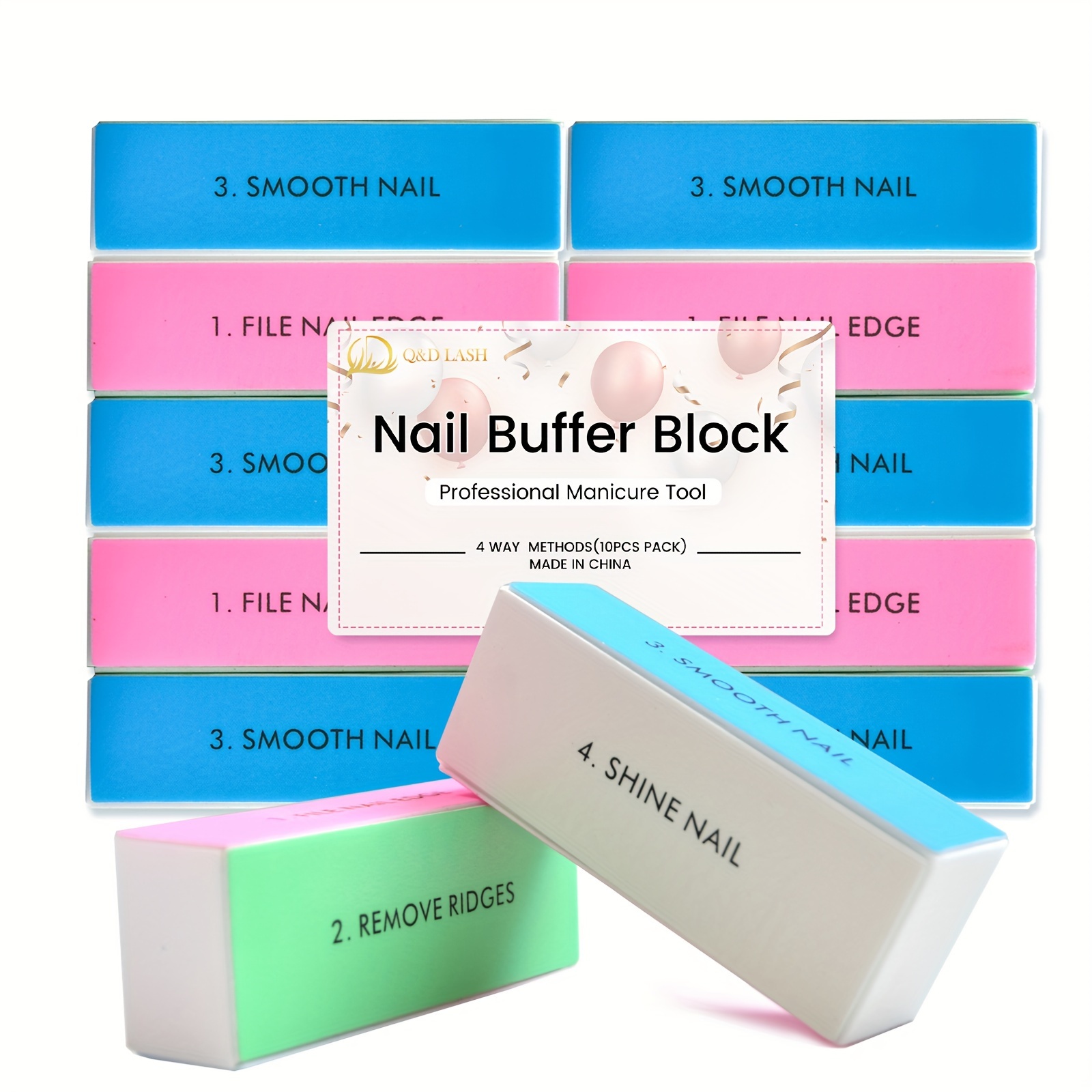 TEMU 4 Way Nail Buffer Blocks, 4 In 1 Shine Polishers And Buffing Nail Files For Manicure, Nail Care Tool Diy&salon Use