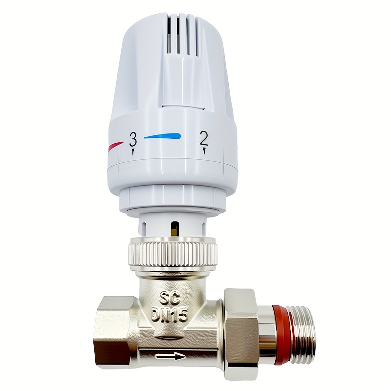1 Set G1/2" Pn16 High Quality Brass Plated Radiator Automatic Straight Radiator Thermostatic Control Valve, Radiator Controller - Including Thermostatic Head