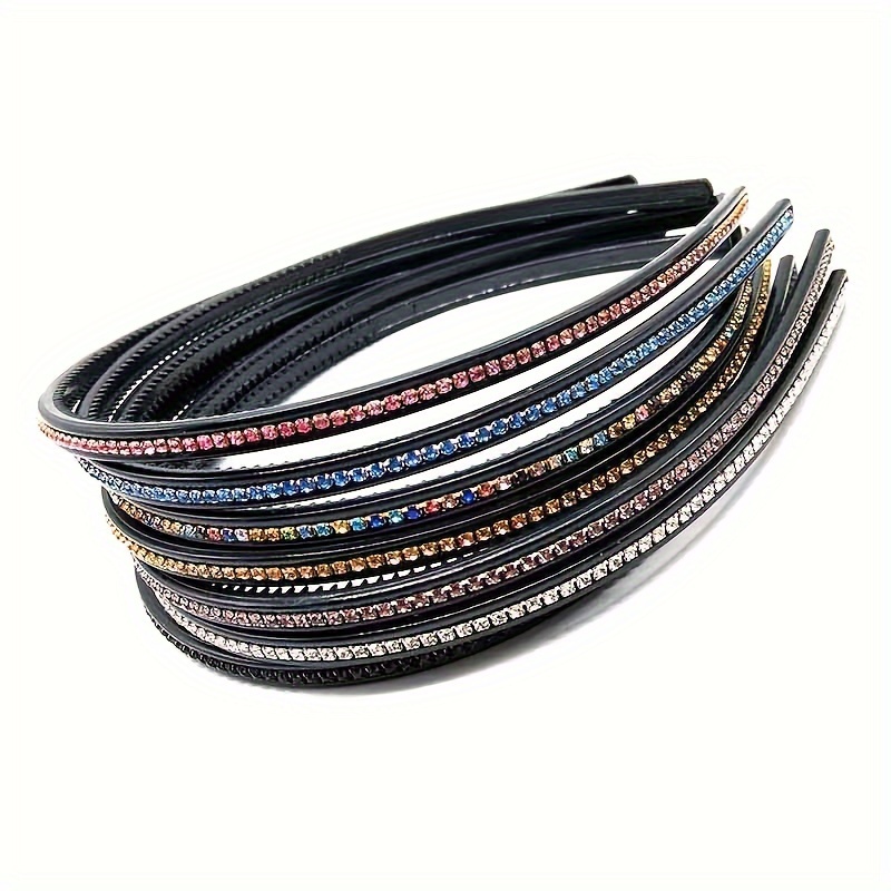 6pcs Random Bling Bling 1 Crystal Rhinestone Headband For Women Thin Hair Hoop