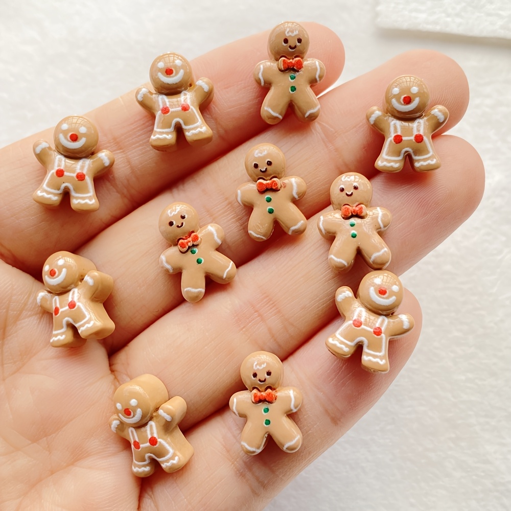 

20pcs Gingerbread For Man Resin Charms, 3d Flatback Mini Figurines For Diy Scrapbooking, Nail Art & Jewelry Crafts - Perfect Christmas Decorations