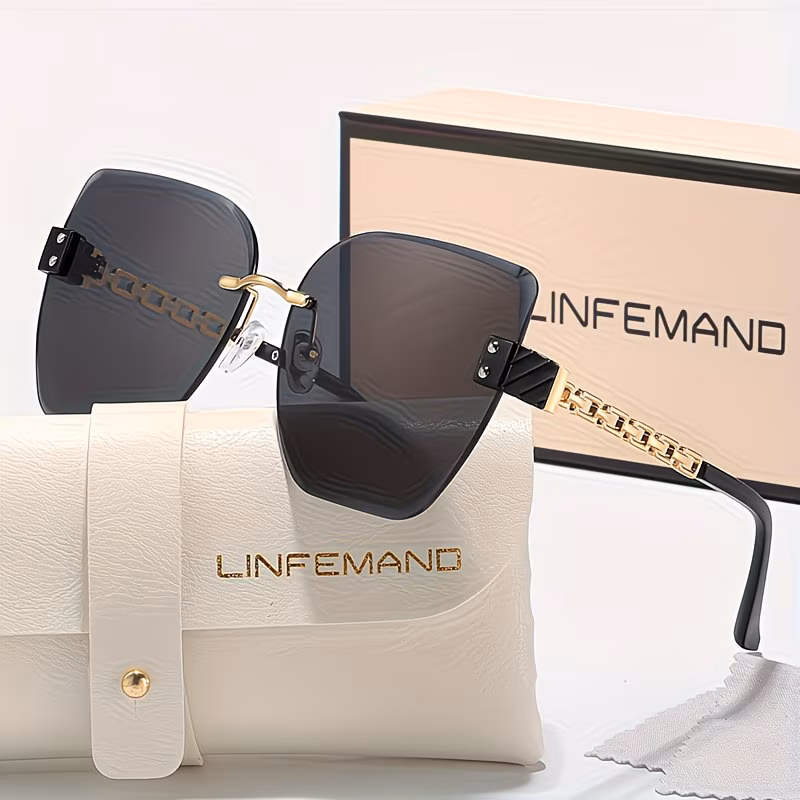 frameless cat eye womens fashion glasses luxury gradient visor driving holiday gift Product details 7