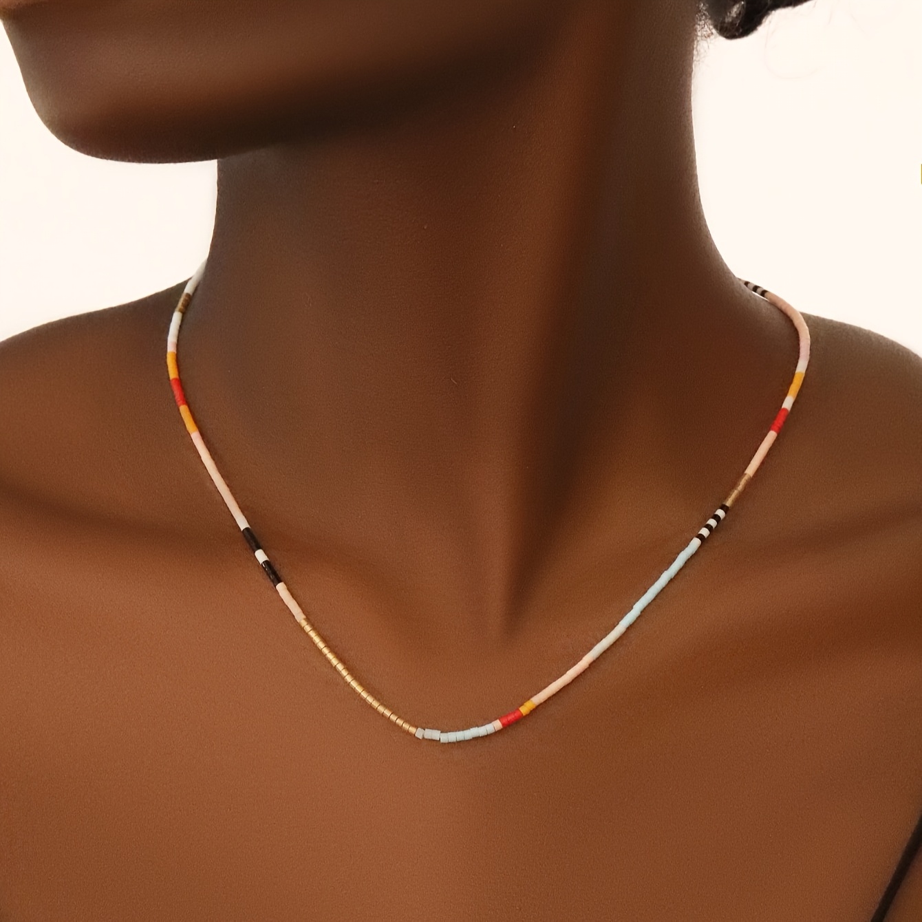 E-shop Elegante Handgefertigte Bunte Perlen-Choker-Halskette - Farbecht, Aus Harz Gefertigt, Ideales Geschenk für die Schwester zu Valentinstag,