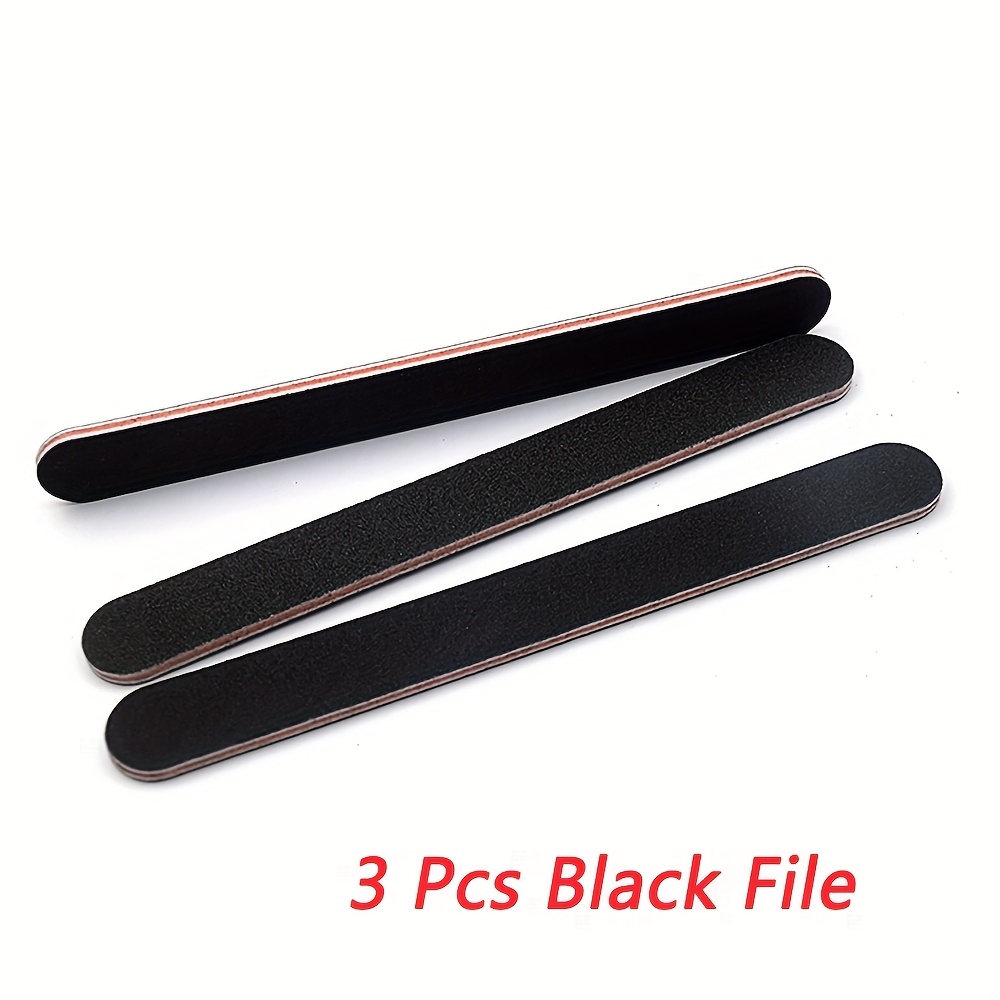 Image of 3/5/10pcs/pack Strong Black Sandpaper Straight Shape No Printing Professional Nail Files Gel Polish Remover Manicure Files Grey Sanding 100/180 Diy Tools For And Polish Nails