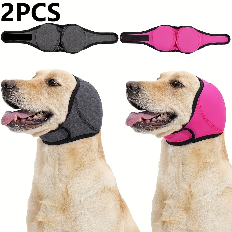 Image of 2pcs Dog Calming Head Cover, Adjustable Dog Ear Protectors With Noise-reducing And Anti-anxiety Design. Suitable For , Fireworks, And Travel . , Fits Small And Medium Dogs 251