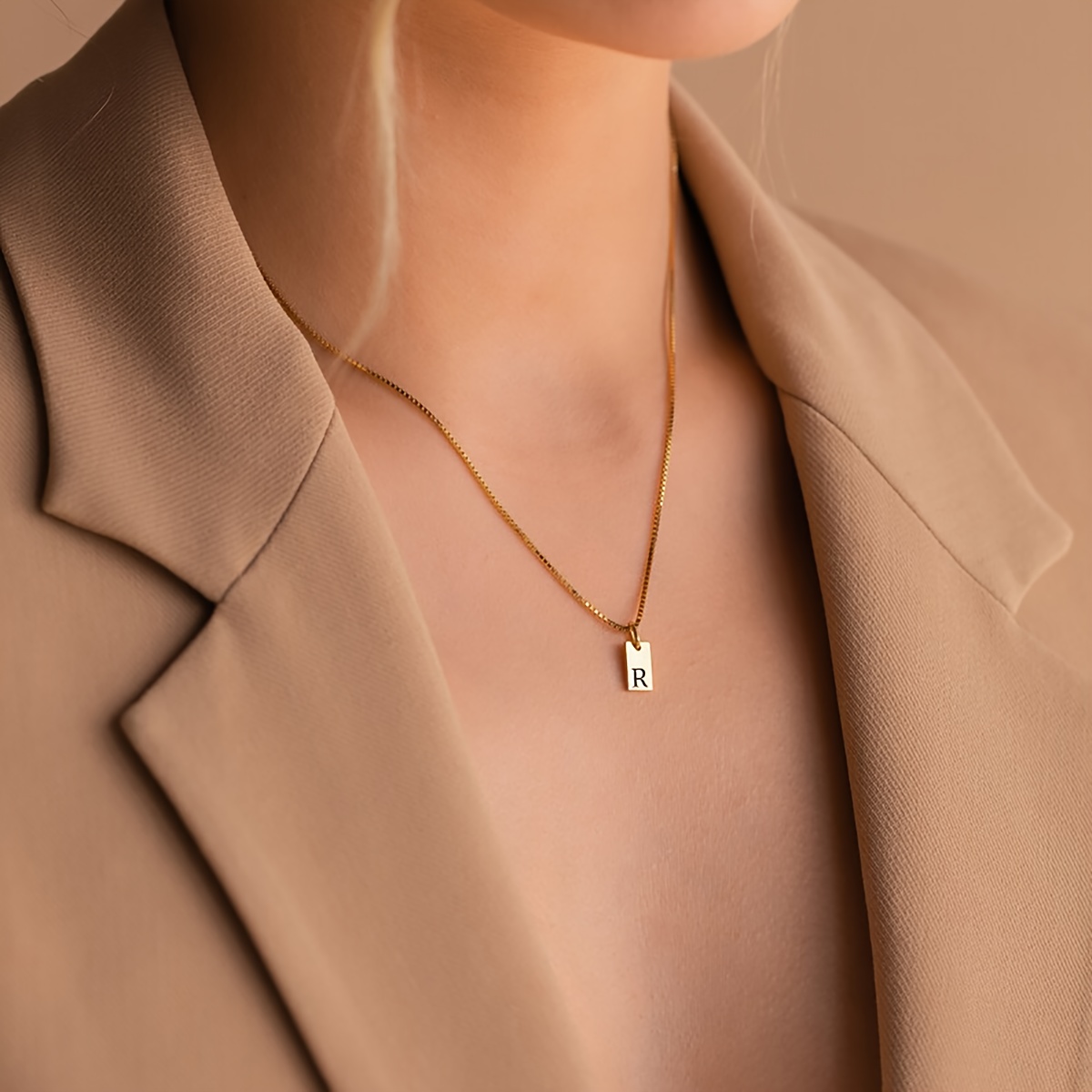 Women's Exquisite Initial Tag Necklace in Stainless Steel