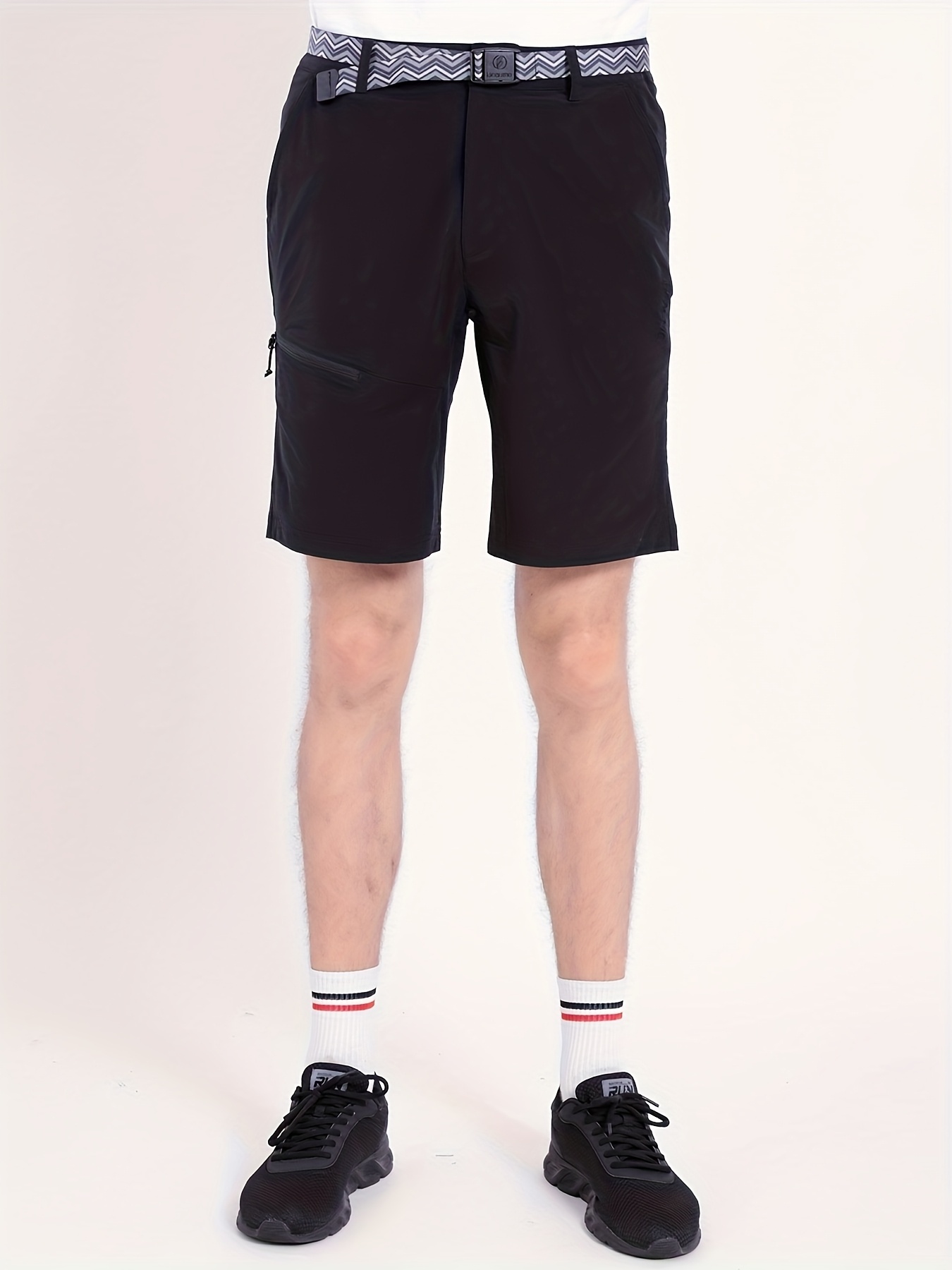 fla72203 mens quick dry athletic shorts lightweight moisture wicking   with elastic waistband pockets for gym hiking   solid color spring summer casual shorts hiking gear sporty design durable construction