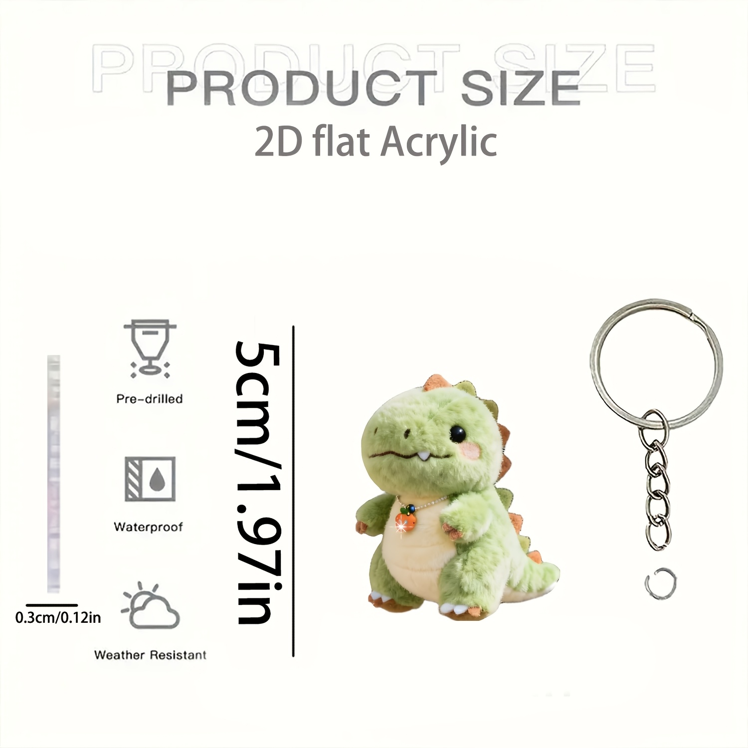TEMU 2d Flat, 2d Flat Acrylic Cute Dinosaur, Brand New Acrylic Ornament, Car Rearview Mirror Decoration, Creative Car Interior Accessory, Backpack,