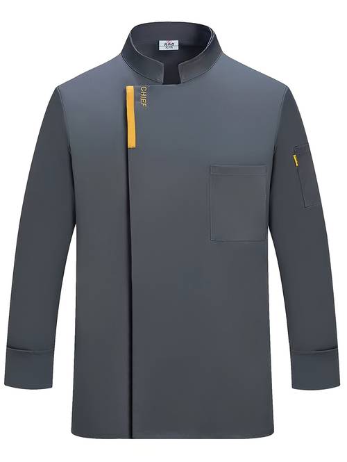 kochuniformjacke mit langen ärmeln in und grau, maschinenwaschbar - eine für restaurants, gaststätten, bäckereien und kochschulen, mit für küchenbackarbeiten und restaurantkocharbeit