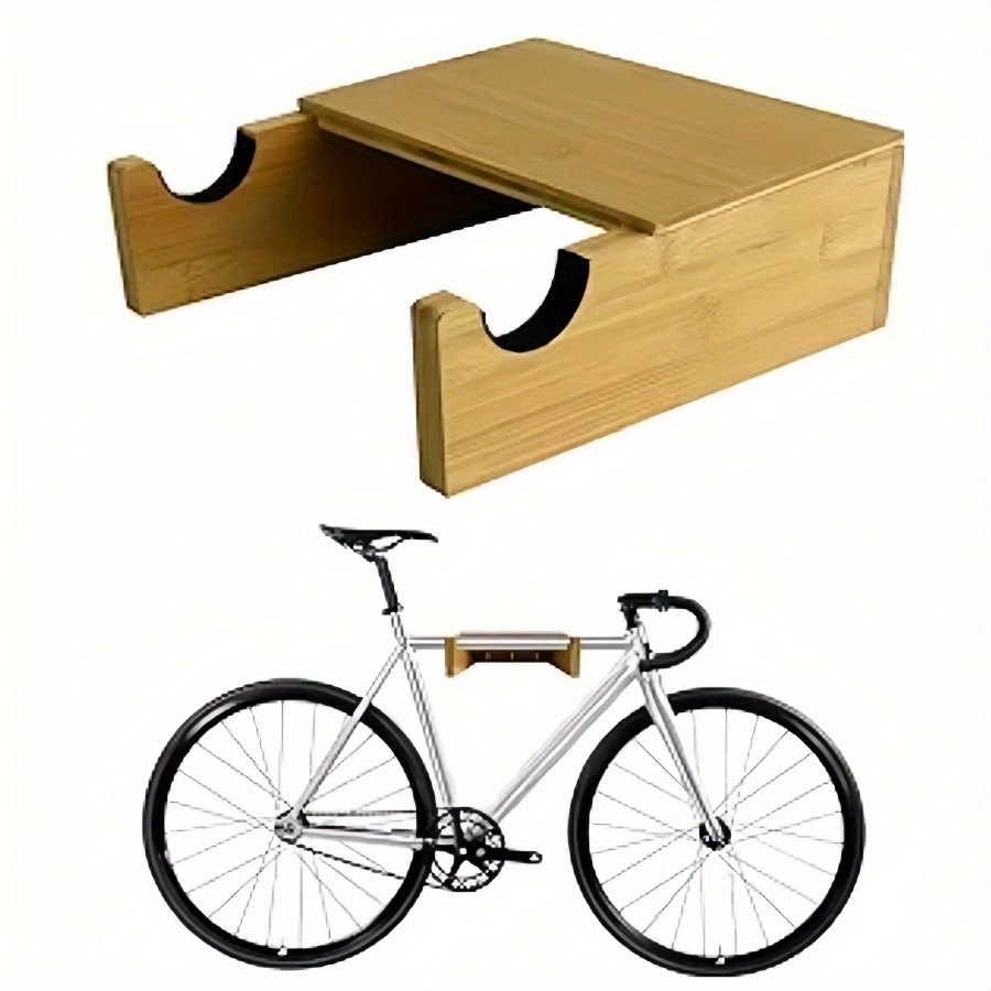 1pc Wooden Bike Wall Mount - Indoor Bicycle Rack, Hardwood Bike Rack Storage with Removable Shelf, Weighing up to 18.14 KG, Saves Space, Ideal for Storing Road Bike Helmets and Household Items