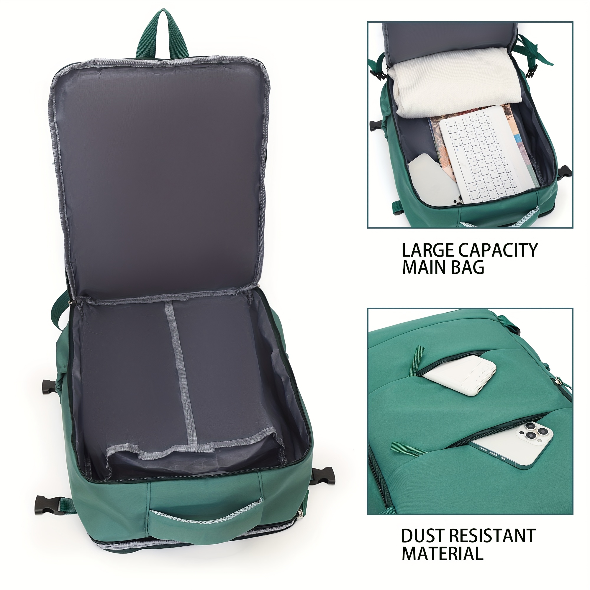 Bolso de viaje ligero, mochila convertible de gran capacidad con compartimento para zapatos, bolso antirrobo para hombres y mujeres, estilo deportivo, material Oxford, apertura de 180°, equipaje multifuncional para viajes cortos