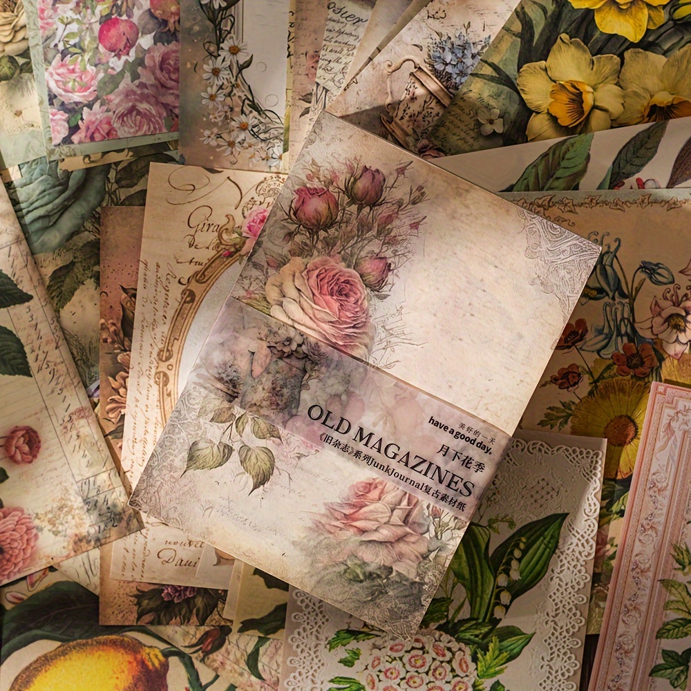 200 st/Bok Material Bok Gammal Tidning Serie Vintage Växt Blommig Skrivbas Papper, Scrapbooking Tillbehör, Dekorera Anteckningsböcker Fotoramar Mobilskal Muggar Skräp Tidningar Förpackning