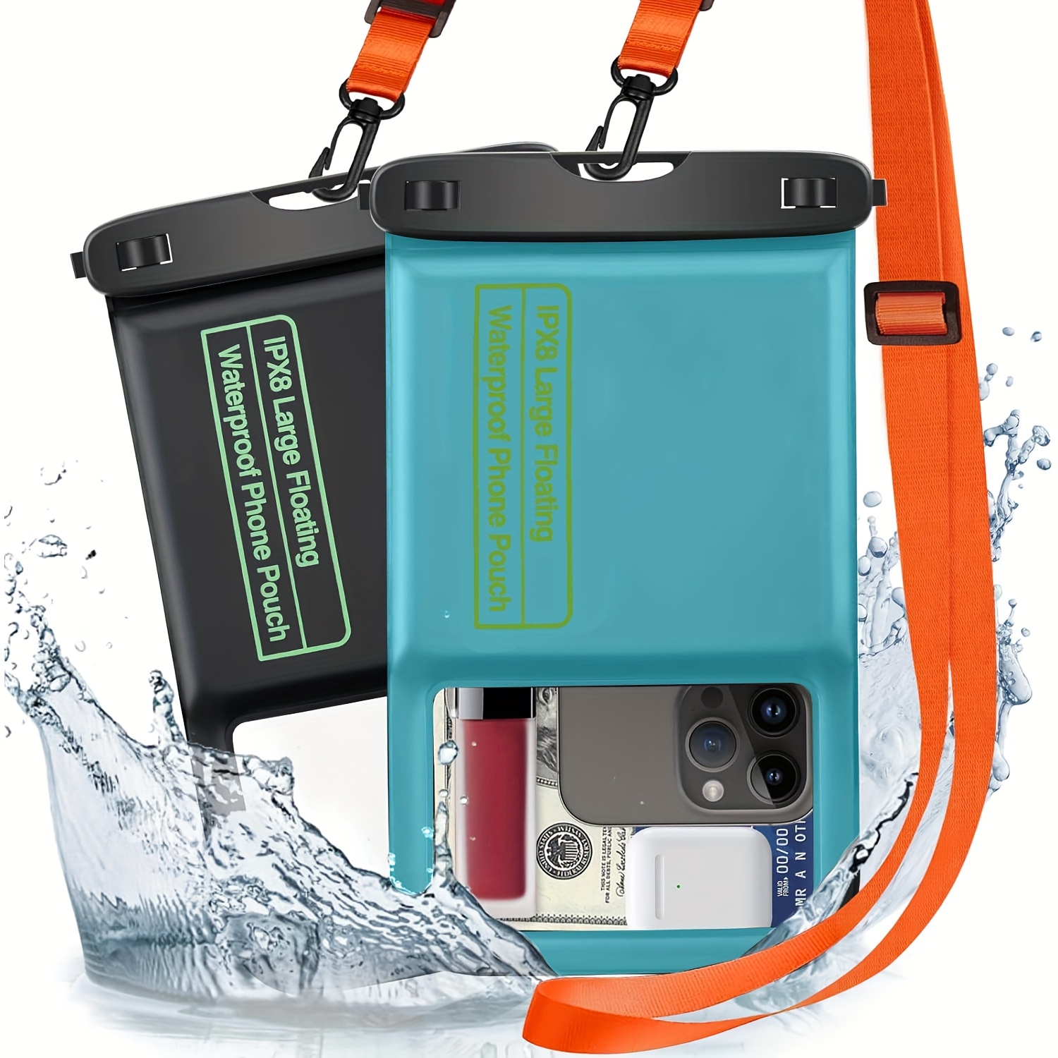 2pcs Pochette Universelle Étanche Flottante pour Téléphone, Grand Sac Sec  avec Lanière pour for Samsung Galaxy S25/S25 Plus/S25 Ultra/S24/S23/S22, iPh