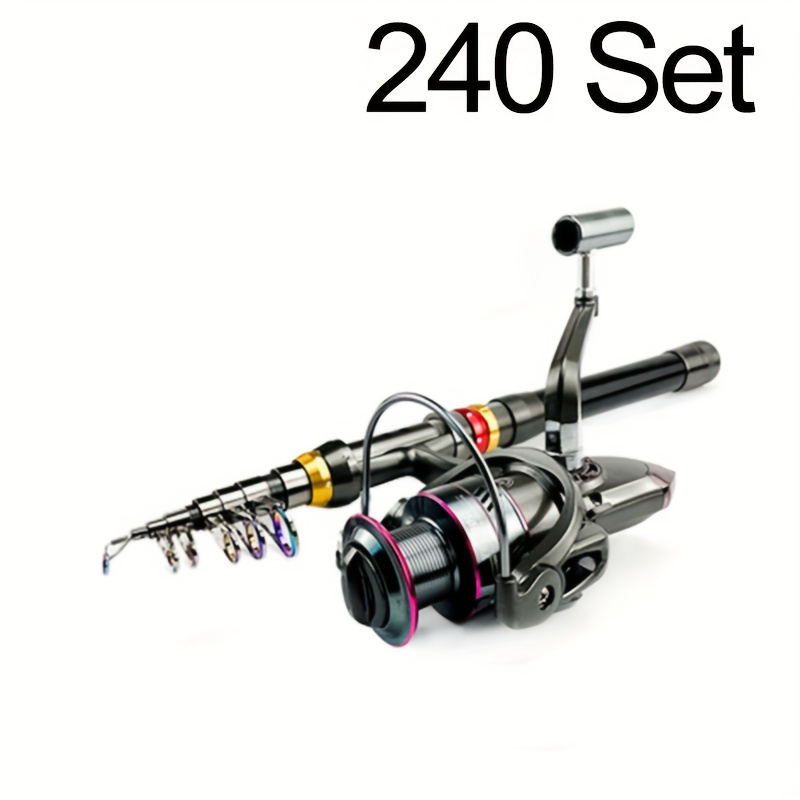 TEMU Nieuwe Hengelset — Inclusief 1 Telescopische , 1 Spinreel, Koolstofvezel Opvouwbare , Geschikt voor Zout- en Zoetwatervissen