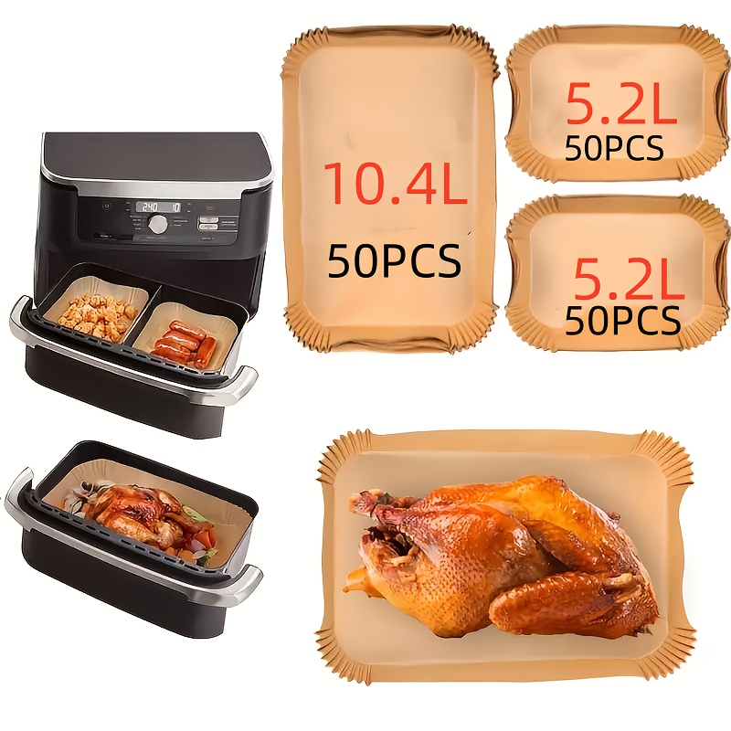 Image of 150pcs New Disposable Paper Liners For Baking Trays, Compatible With Air Fryers, 10.4 Capacity, Suitable For Af500eu (50 Sheets, 2.75 Gallons Capacity + 100 Sheets) 1.37 Gallons