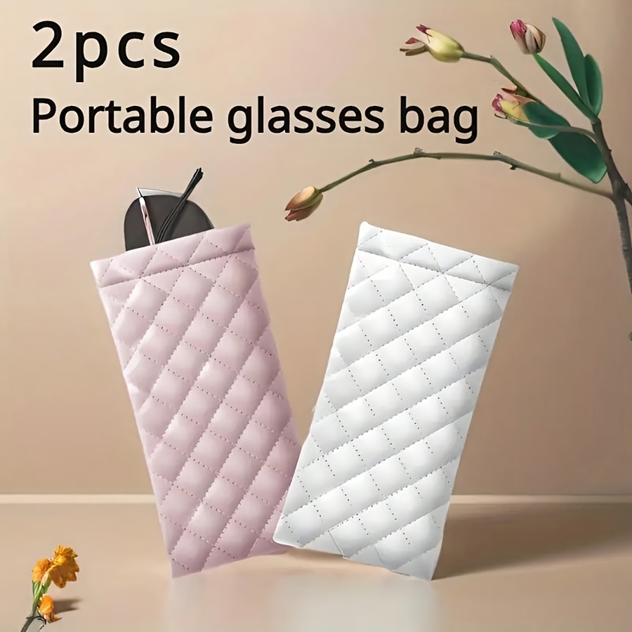 2pcs unisex portable compressed eyeglasses case pu leather multi function storage bag for glasses phone   eye mask makeup brushes for storage bag makeup bag cosmetic bag organizer large capacity makeup organizer