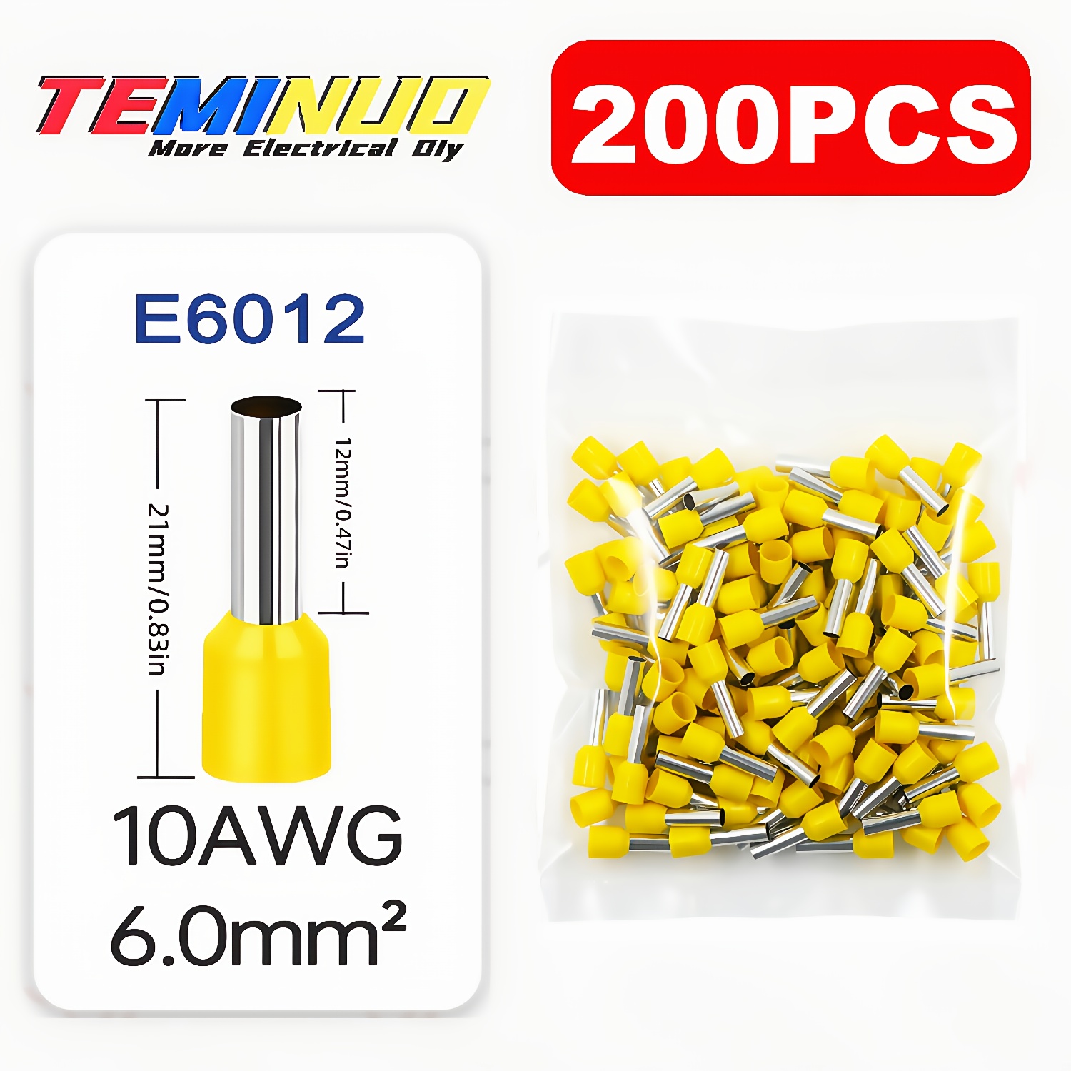TEMU 500/200 pezzi Terminali a crimpare per cavi | 9 Misure e Colori , Isolamento in PVC, Contatto, Terminazione a crimpare, per Sistemi Elettrici,