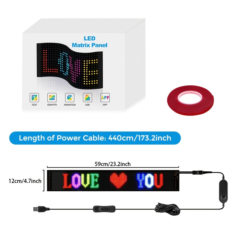 1pc Scrolling Rgb Advertising Led Signs, Soft And Foldable, Bright And Usb Port, Led Module With App Control , Adjustable Brightness, Optional Text Animation Mode, Graffiti Design For Store Gift