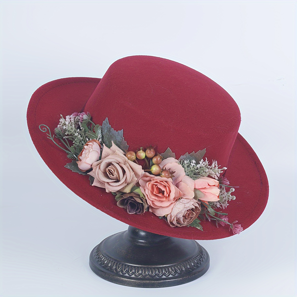floral elegant vintage inspired womens fedora floral - Temu  display picture 3