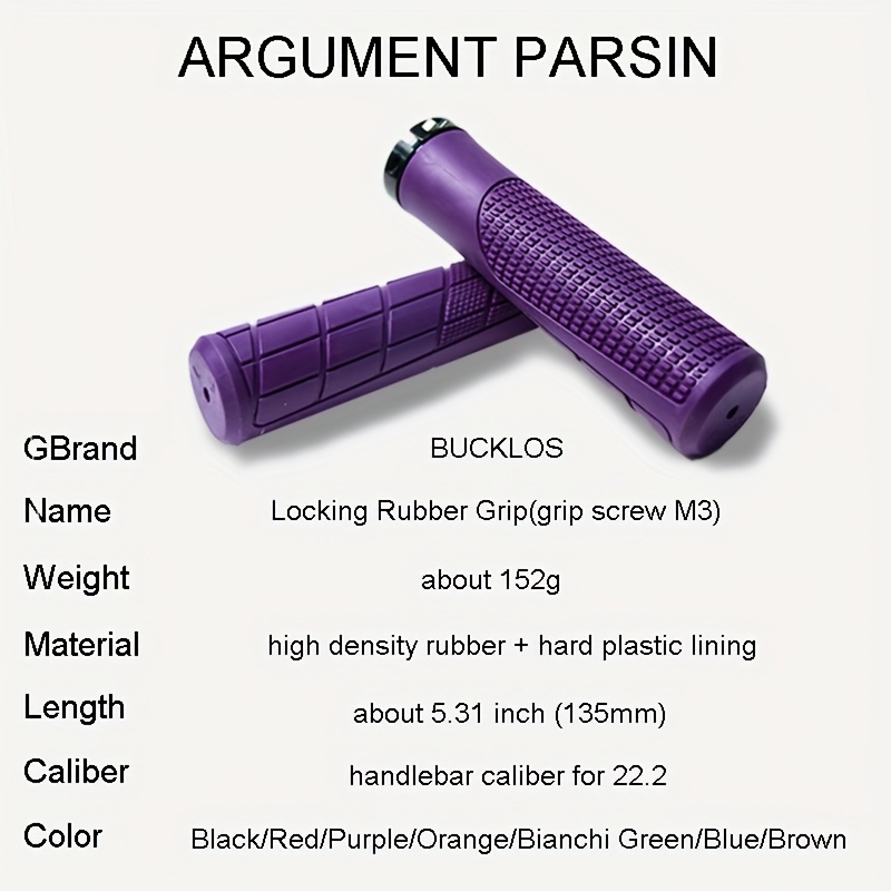 BUCKLOS Non-Slip Lockable Bike Grips - Soft Rubber, Waterproof Handlebar Covers with Textured Grip for Mountain Bikes, Black, Red, Orange, Purple, Green, Blue, Bicycle Accessories|Textured Grip Handlebars|Waterproof Rubber Grips