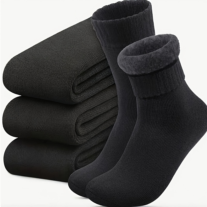 E-shop 3 Paar Herren Winter Warme Socken - Dicke Samt-Mischung Outdoor Wandersocken, Weich und Strapazierfähig, Verstärkte Zehen- und Fersenpartie,