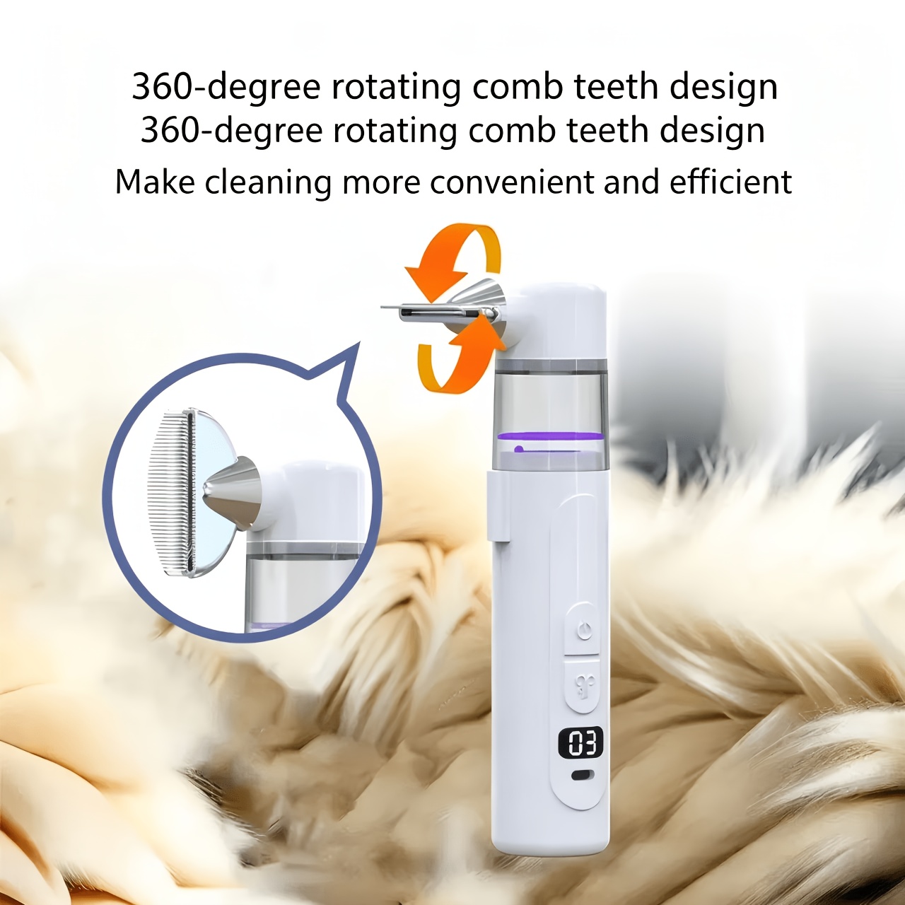 TEMU Cat And Dog Electric Flea Comb, Portable Pet Grooming Vacuum Brush, Removes Fleas, , And Loose Hair, And Tidies Fur
