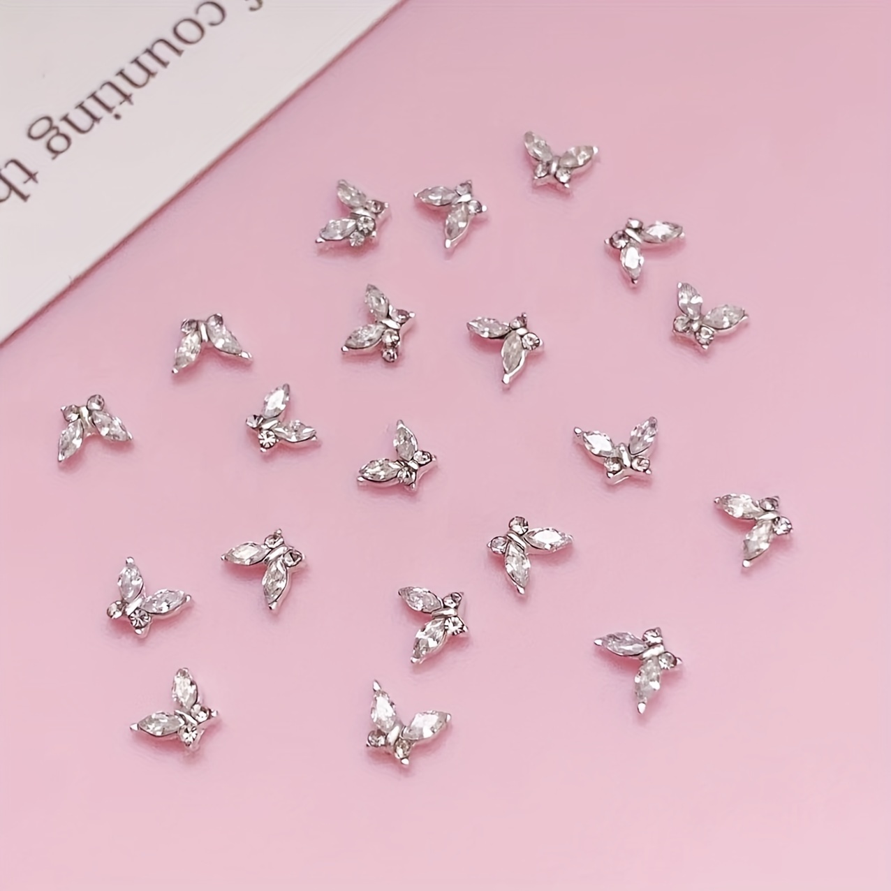 TEMU Mini Nail Charms Set With Rhinestones - Alloy, Scent-free, Diy & Salon Use