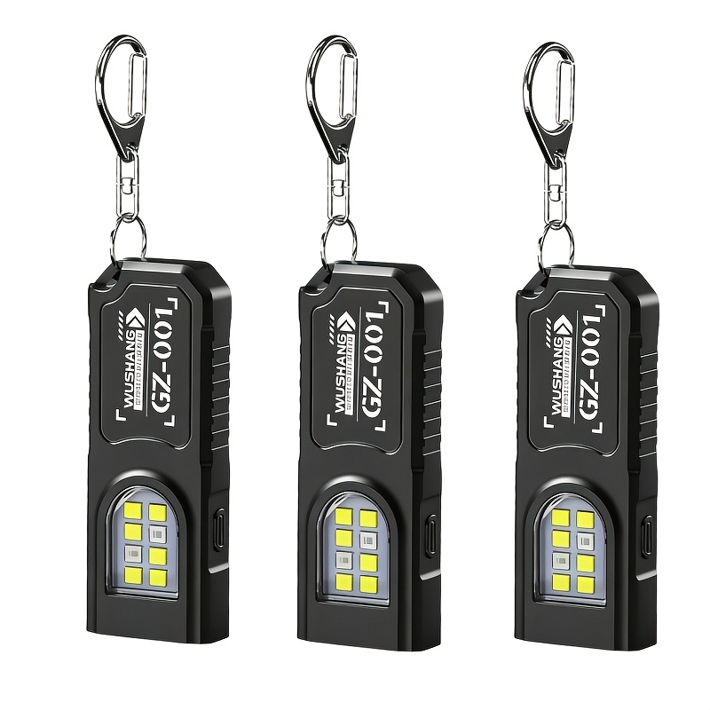 TEMU 3p Led Multifunction Mini Flashlight, With Magnetic Base And Usb Charging - Portable Work Light. Keychain Clip, Back Clip, Suitable For Camping,