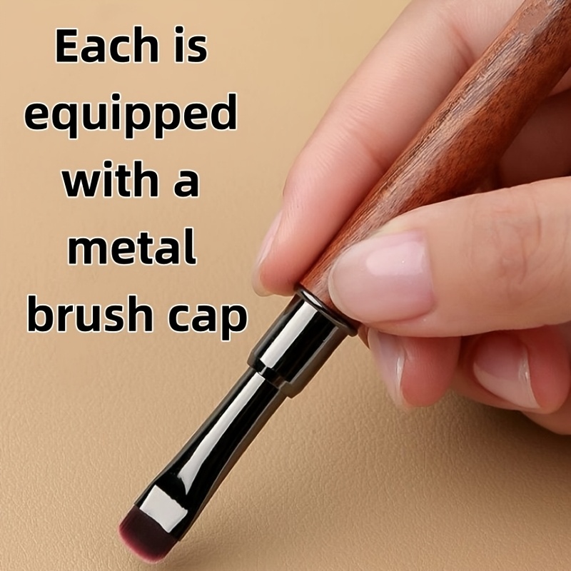 TEMU para de uñas con mango de y de metal, grande, para base, de gel de cerdas cortas japonés, de fototerapia, herramientas para de uñas