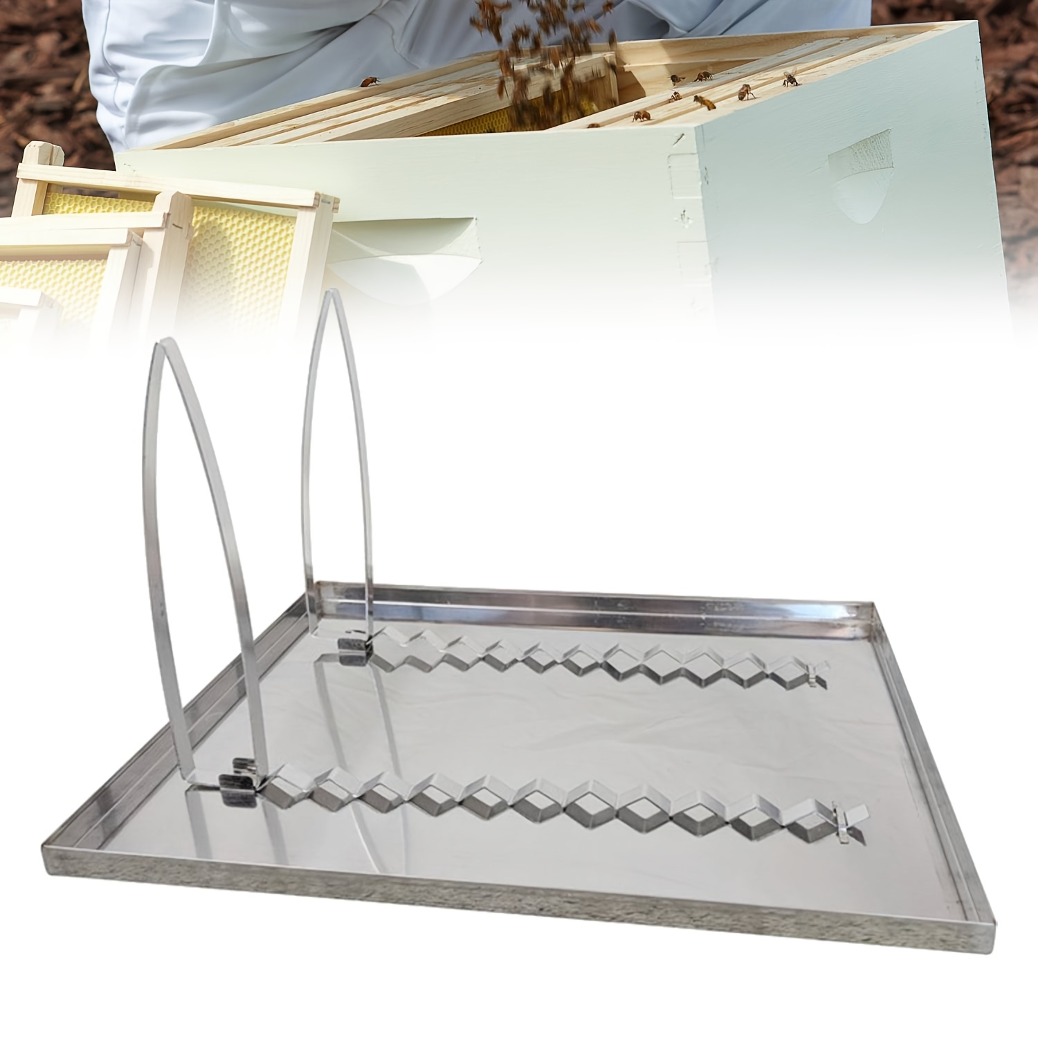Stainless Steel Wavy Honeycomb Frame Support Plate, Multi-functional Beekeeping Tool