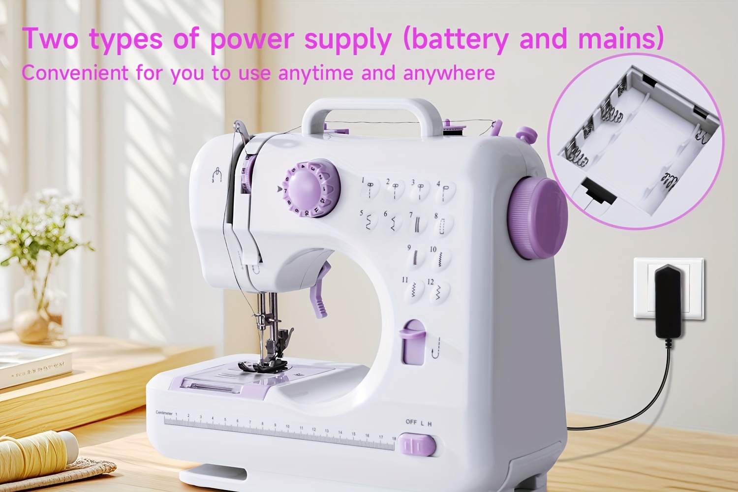 portable electric sewing with 12 stitches patterns adjustable speed parents beginners hobbyists lightweight repair diy crafting details 5