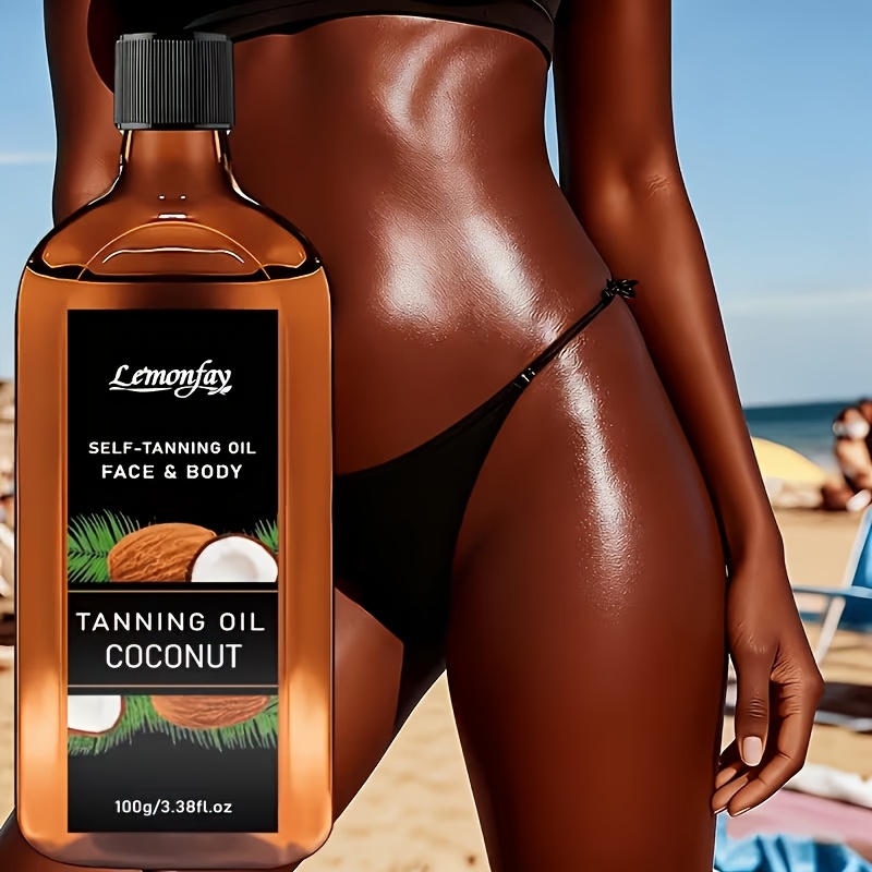 self tanning coconut tanning oil     water resistant long lasting and suitable for summer quick dry seaside beach   moisturizing to create a golden   glow tan without the need for sun  