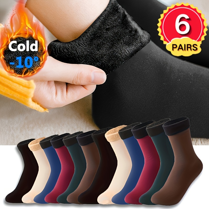 

6 Paires de Chaussettes en Velours pour Automne et Hiver Confortables, Respirantes, Épaisses et Chaudes pour Hommes et Femmes