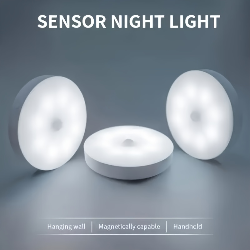 Motion Sensor LED Night with Wall/ Ceiling Mount - Rechargeable Battery-Powered, Auto On/Off, Dimmable for Stairs, Hallway, Wardrobe, Gate, Low Voltage Smart (No Wiring) for & Parties