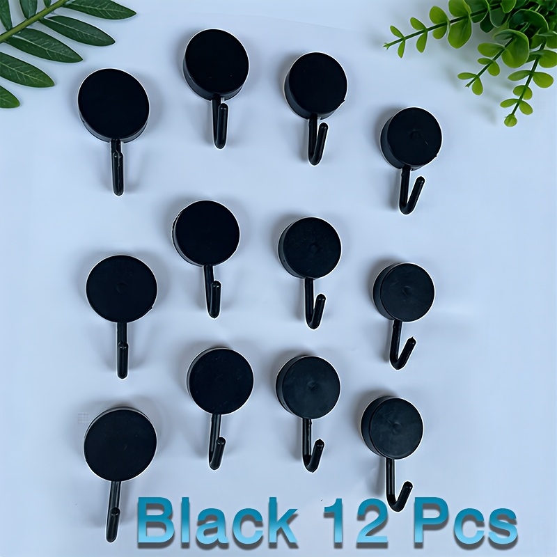 TEMU 12 ganchos pequeños negros | Mini perchas de plástico para ropa, ganchos sin taladro, adecuados para baño, ducha, puerta, cocina, , garaje,
