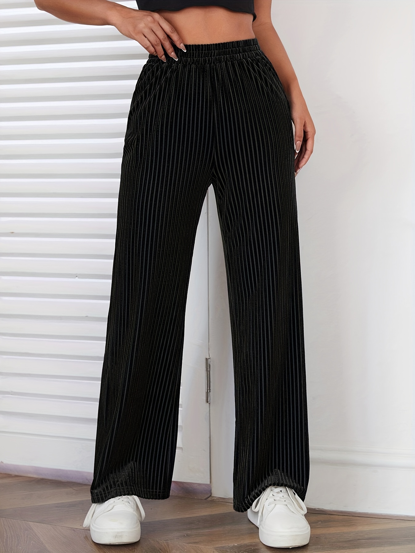 Ribbed Knit Wide Leg Pants Casual Loose Pants Spring Fall - Temu