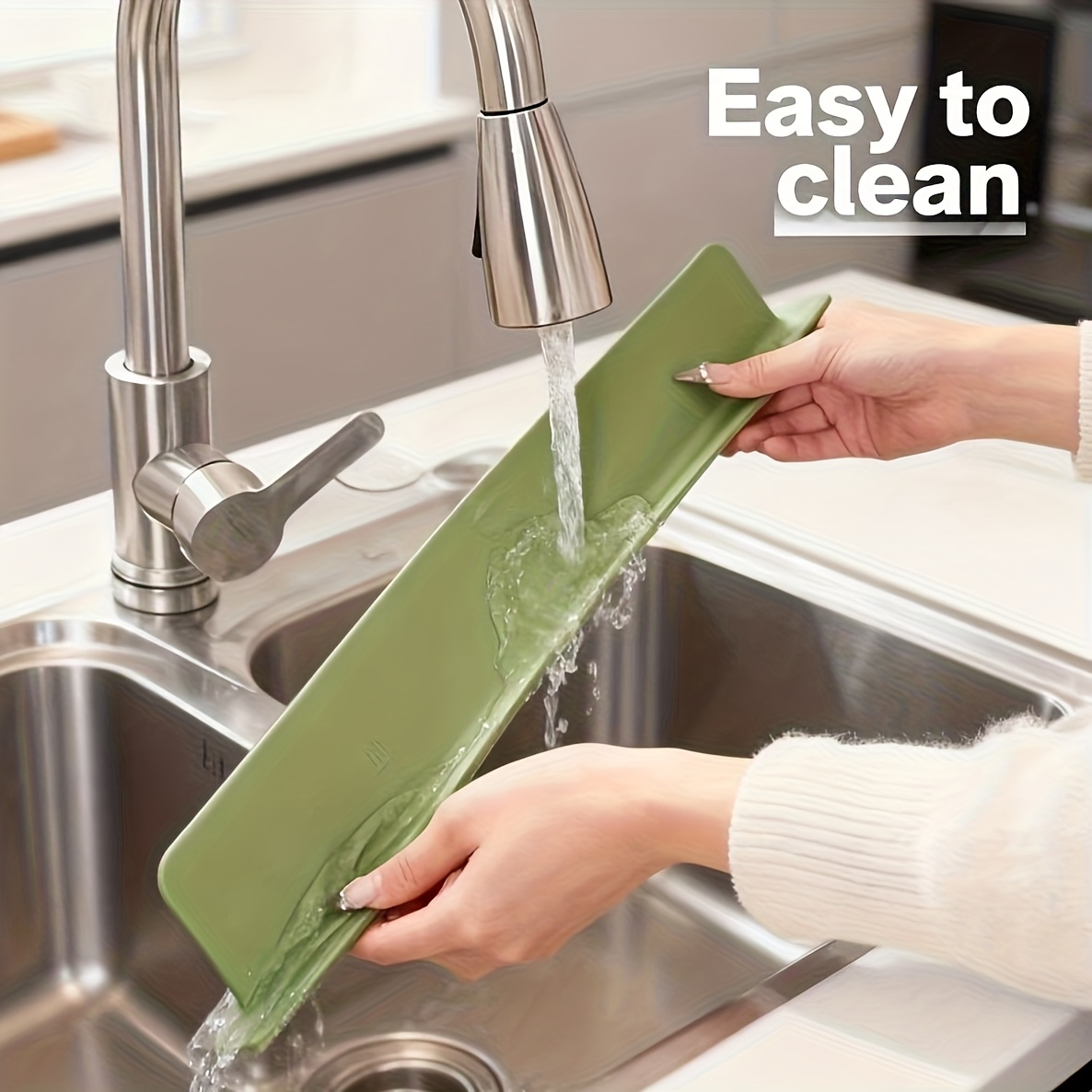 silicone splash guard for kitchen sink non slip easy to clean countertop barrier with large suction cups suitable for standard sinks prevents water stains and mess ideal for home and restaurant use Product details 1