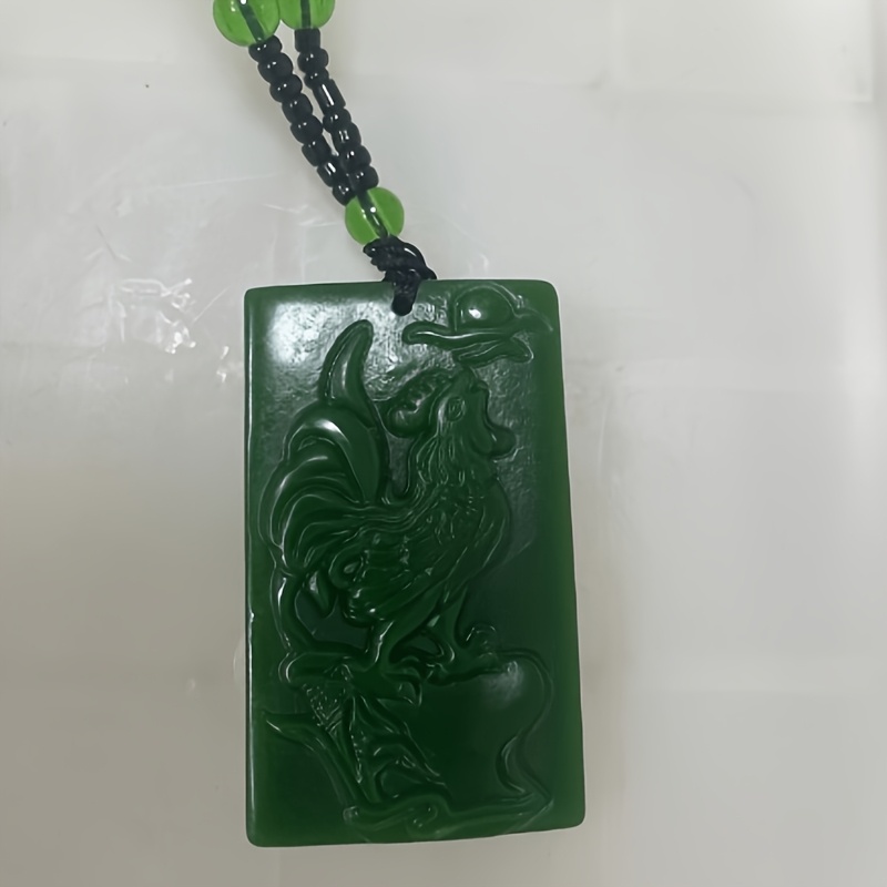 Zodiac Chicken Pendant Necklace, Spinach Green Design