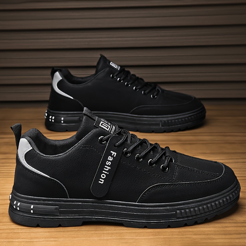Men's Stylish Plus Size Solid Color Ankle Boots - Comfortable, Non-Slip Lace-Up Sneakers for Outdoor Activities & Casual Wear