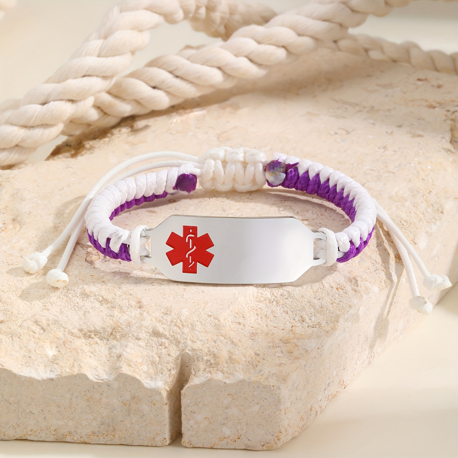 TEMU A Custom Emergency Alert Id Bracelet, Available In Blue And Pink, Featuring Indicator For Urgent . This Adjustable Bracelet Of 304l 304l