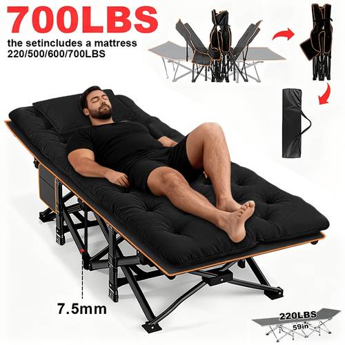 yworvi 75 inch folding bed able folding camping bed extra large thickened folding bed with mattress camping cot portable guest bed ergonomically designed sturdy frame ideal patio sofa camping bed weight capacity 500 600 700
