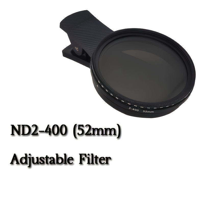 TEMU Adjustable Nd2-400 (52mm) Filter Accessory - Compatible With Smartphone Cameras Slr Cameras, Suitable As A Phone Lens , With Phone Clip