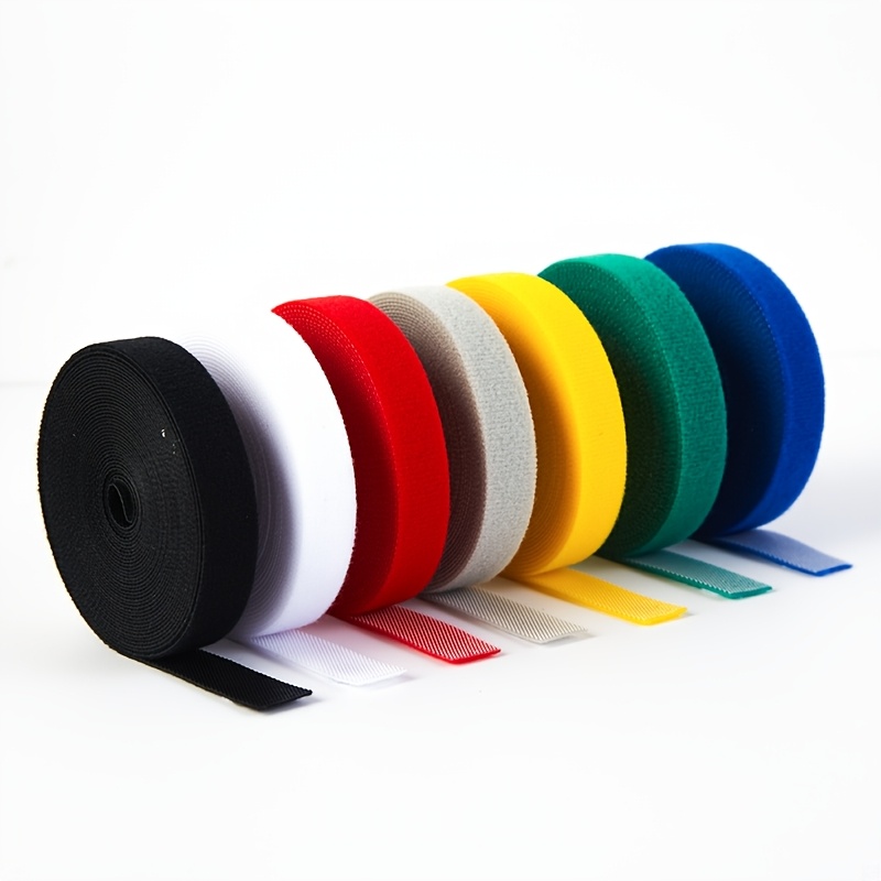 Multi-Coloured Reusable Hook and Loop Cable Ties, 100pcs