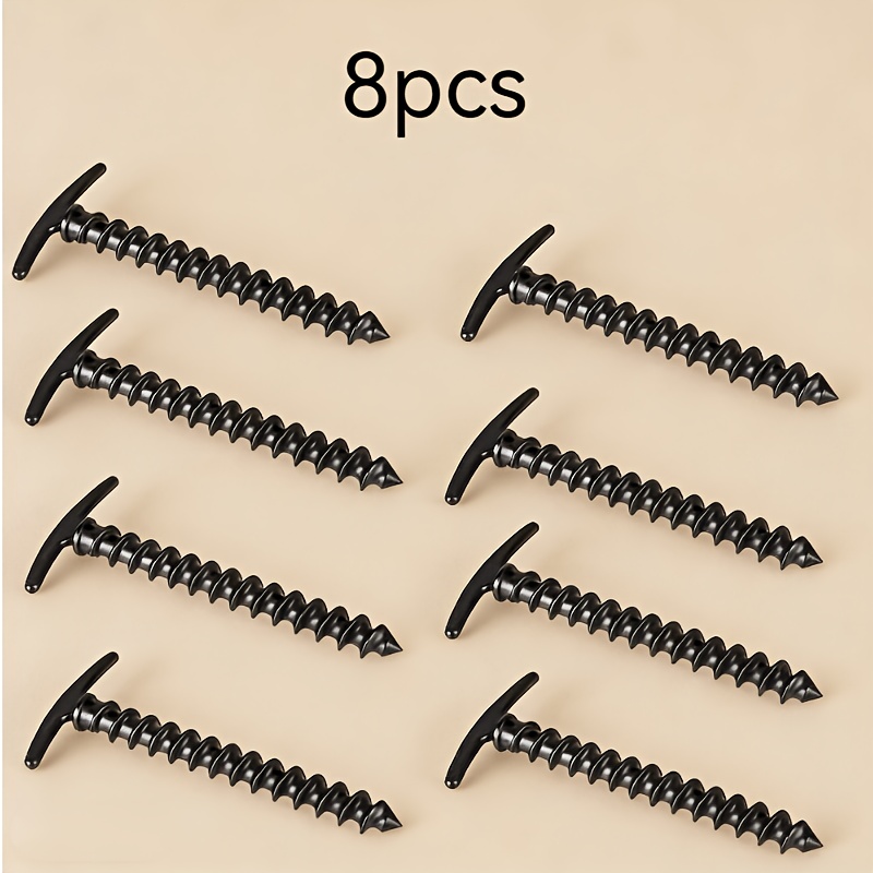 Image of 8pcs Outdoor Spiral Tent Stakes: , The Top For Camping Beginners Picnics! No Hammer Needed—simply Twist In Effortlessly To Secure Tents And Canopies. Lightweight And Portable, 're Versatile
