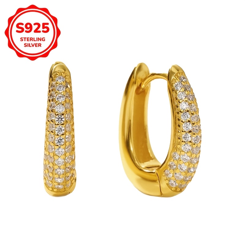 Women's S925 Sterling Zirconia Geometric Round Earrings, Exquisite Gift