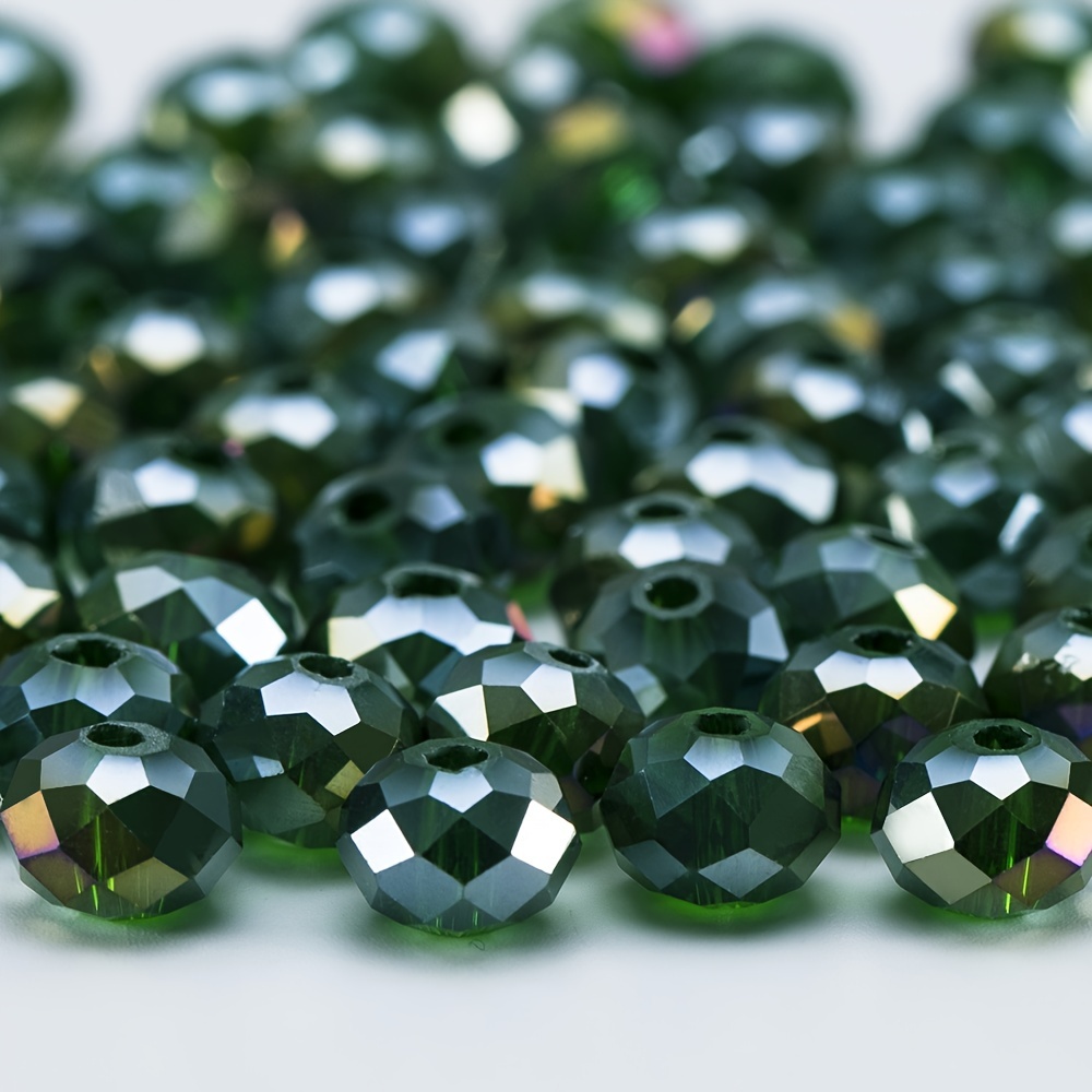 

Green Ab Faceted Rondelle Glass Beads For Jewelry Making, 4/6/8mm Multifaceted Loose Beads For Diy Necklaces And Other Crafts - Use Without Power, Material: Glass