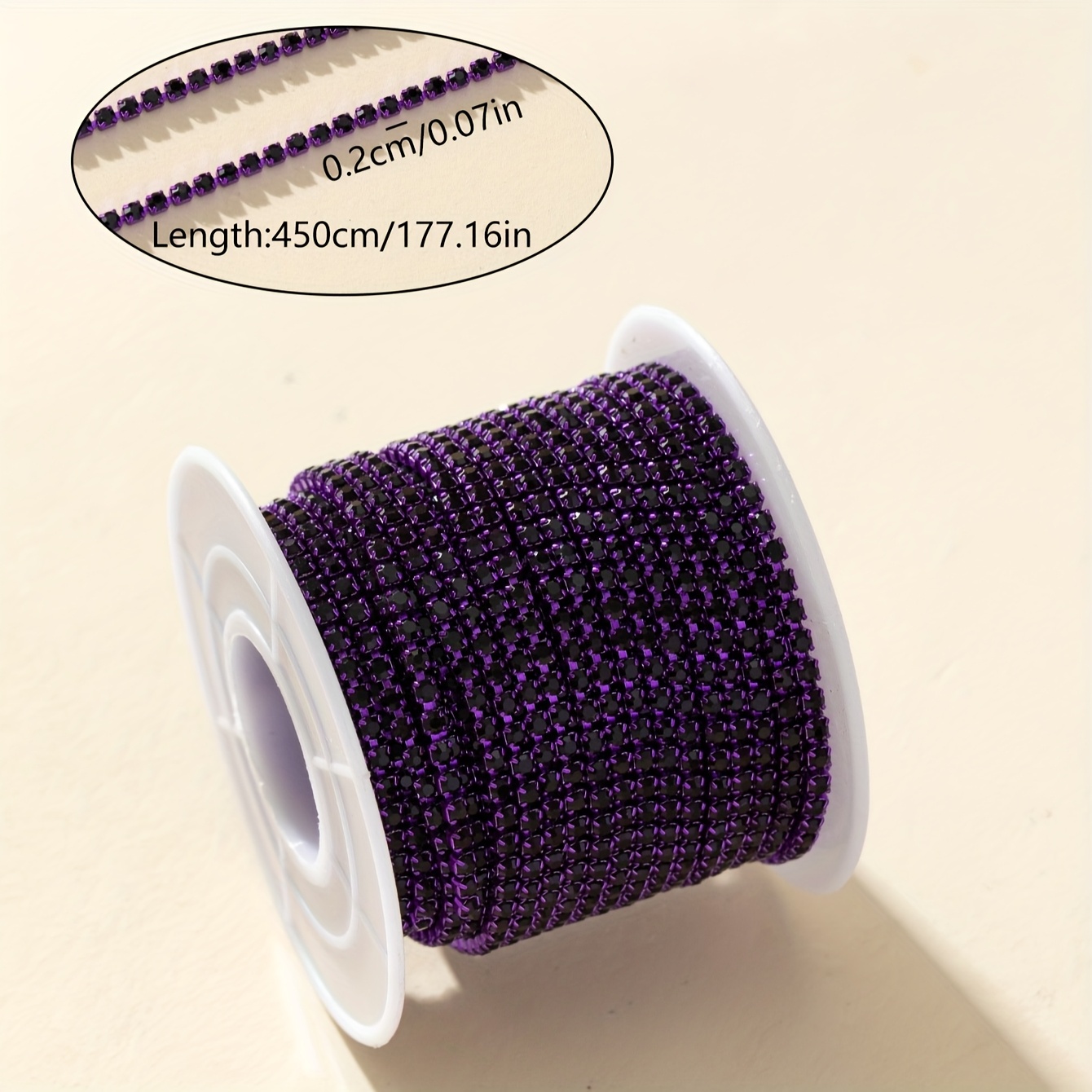 TEMU Un rouleau de 5 yards de chaîne de strass de couleur spéciale ultra-brillante, idéale pour la décoration d'ongles, les embellissements de